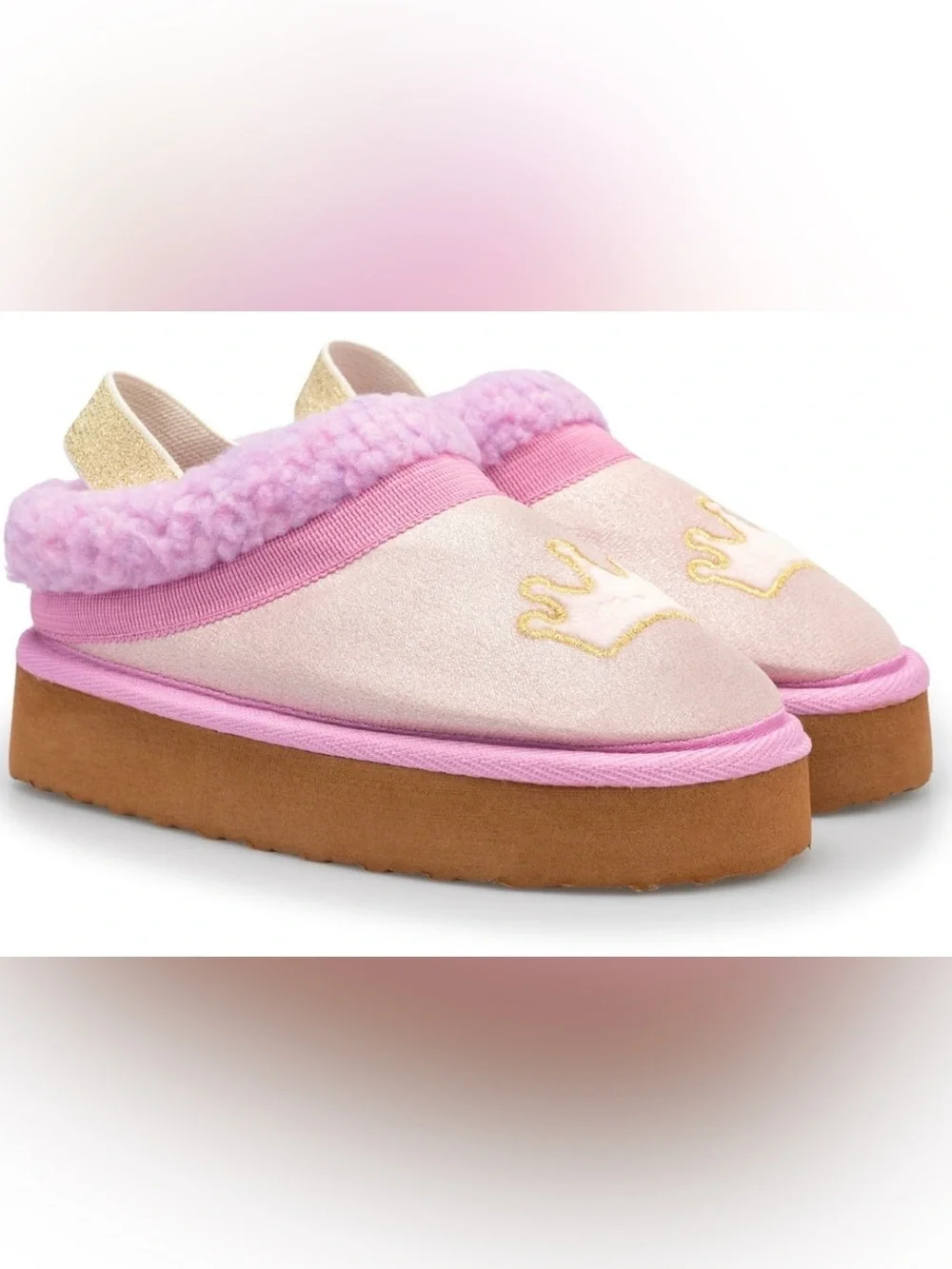 BRAND NEW Disney Pink and Gold Princess Slip-On Slippers Size Toddler 7/8